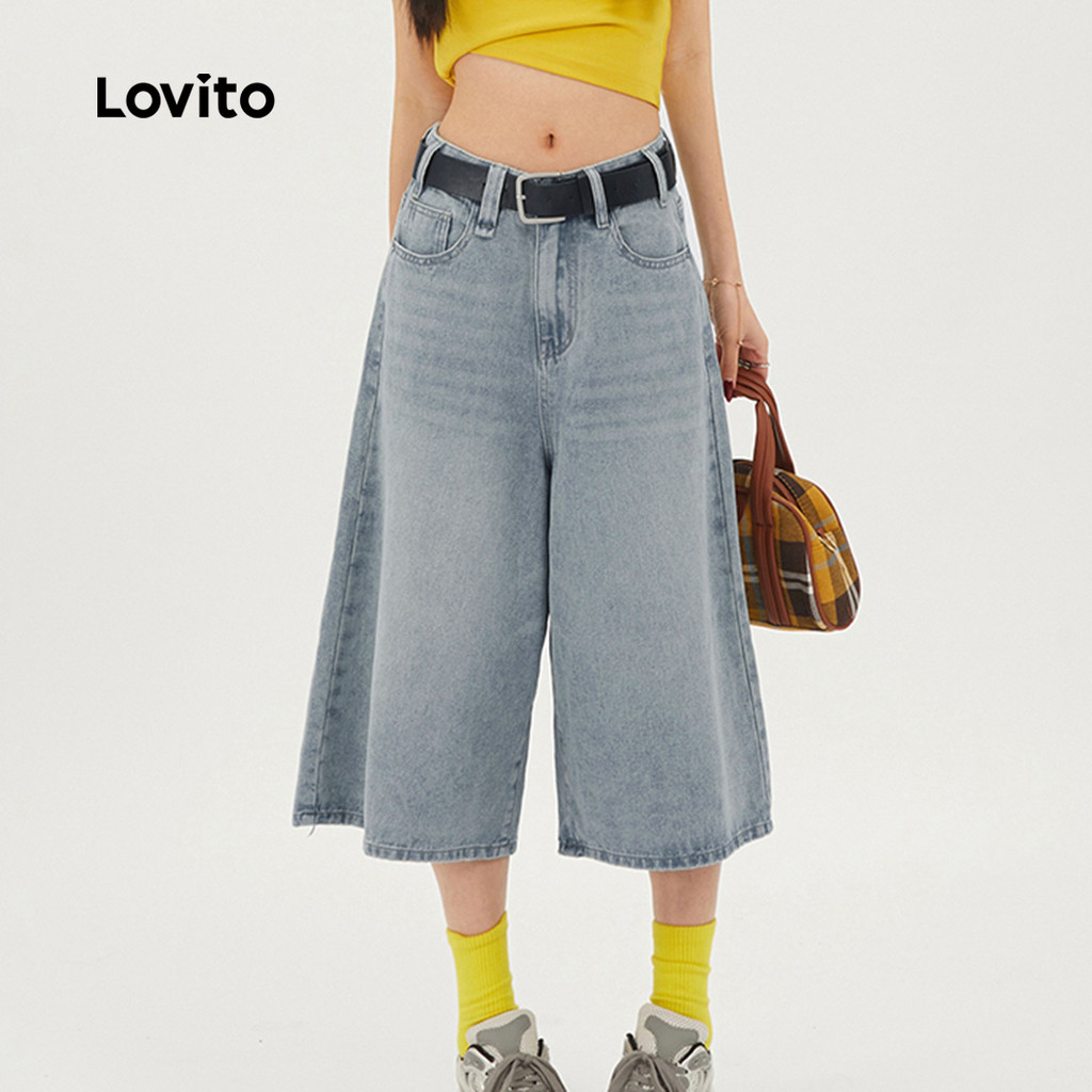 Lovito Casual Jeans Feminino Com Bolso Liso Outono/inverno L117AD091 · foto 2