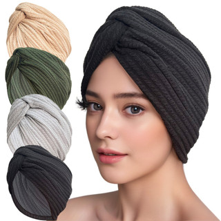 [Estoque pronto] Novo estilo engrossado elástico lenço boné estilo étnico cruz torção boné elegante All-Match lenço quen