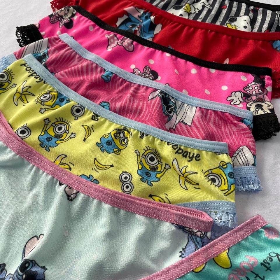 Kit 3 ou 5 Calcinhas Infantis Femininas Estampadas para Menina e Bebê Confortáveis Dia a Dia