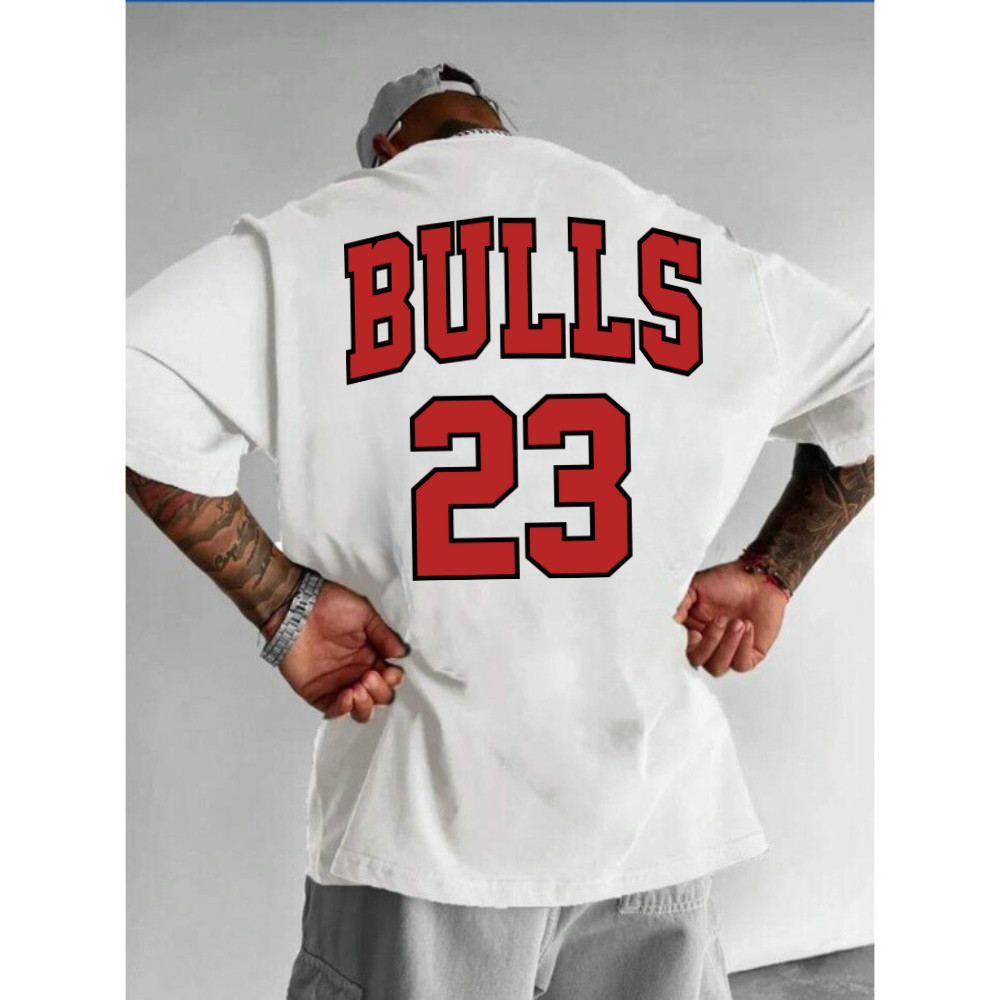 Camisa Oversized Masculina Bulls 23 Estampado Camisa Streetwear Lançamento