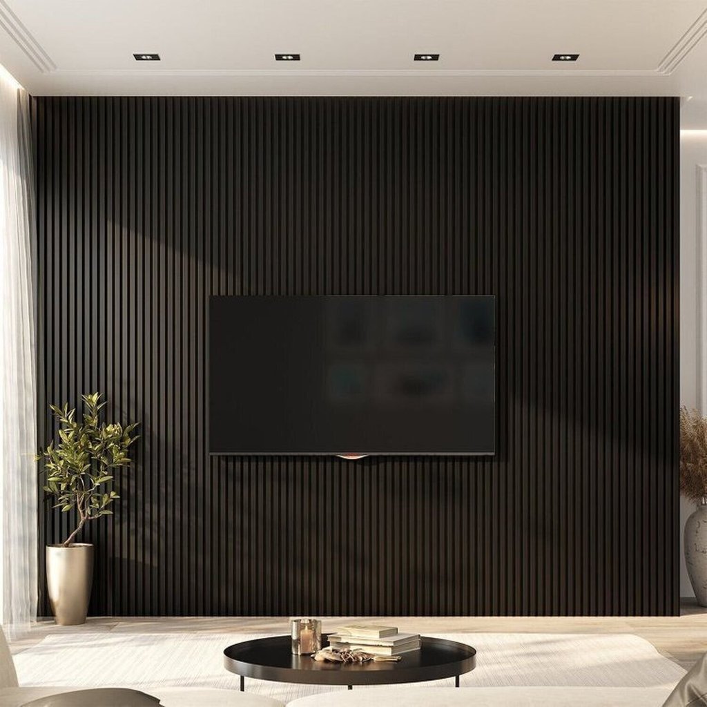 Painel Ripado de PVC 4 Barras de 2,70MX15CM (1,62m²) Bariri Preto