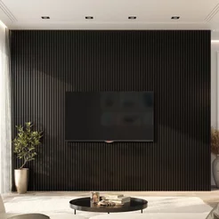 Painel Ripado de PVC 4 Barras de 2,70MX15CM (1,62m²) Bariri Preto
