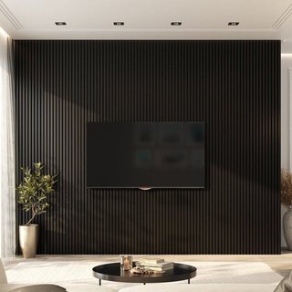 Painel Ripado de PVC 4 Barras de 2,70MX15CM (1,62m²) Bariri Preto