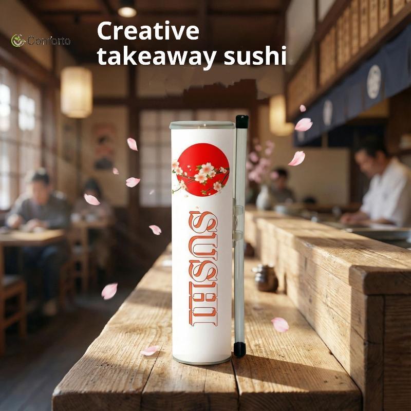[EruditeCourtB] Inovadora Caixa Redonda De Empurrar Sushi Com Canudo De Molho Divertido Faça Você Mesmo Para Fazer Em Ca
