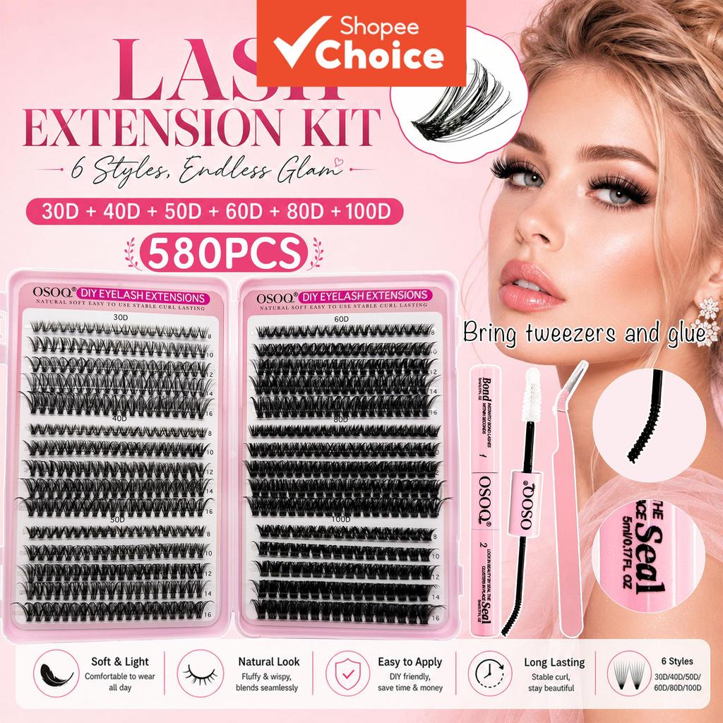 Kit De Chicote Cluster Fofo DIY 580 Peças 30D-100D 6 Estilos Individuais Com Pinça De Cola De Vedação De Ligação Para Au