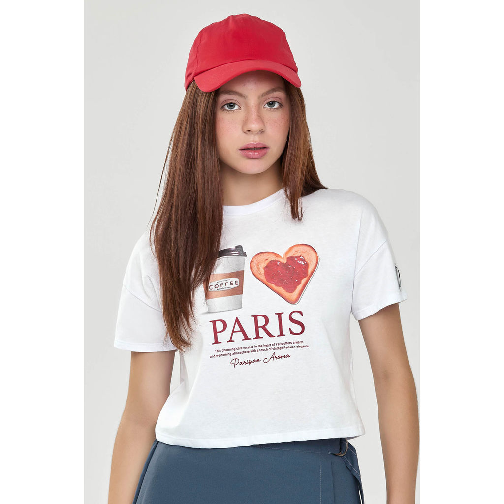 Blusa Juvenil Menina Paris Beats Branco