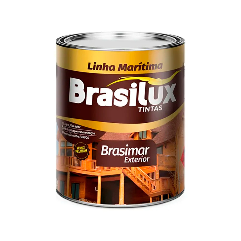 Verniz Brasilux Marítimo Brilhante 225ml Para Madeira Móveis e Portas Brasimar Exterior