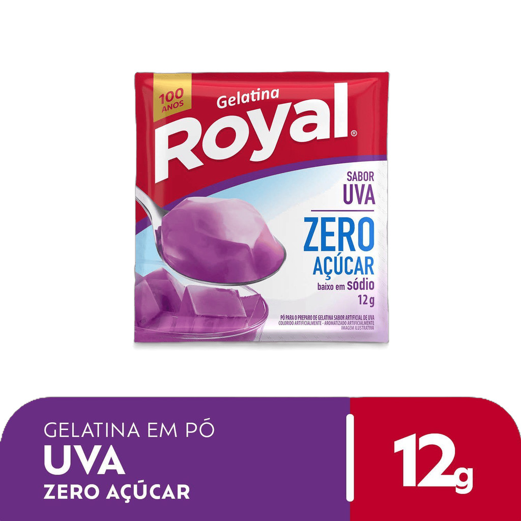 Royal Gelatina Em Pó Zero Açúcar Uva 12g