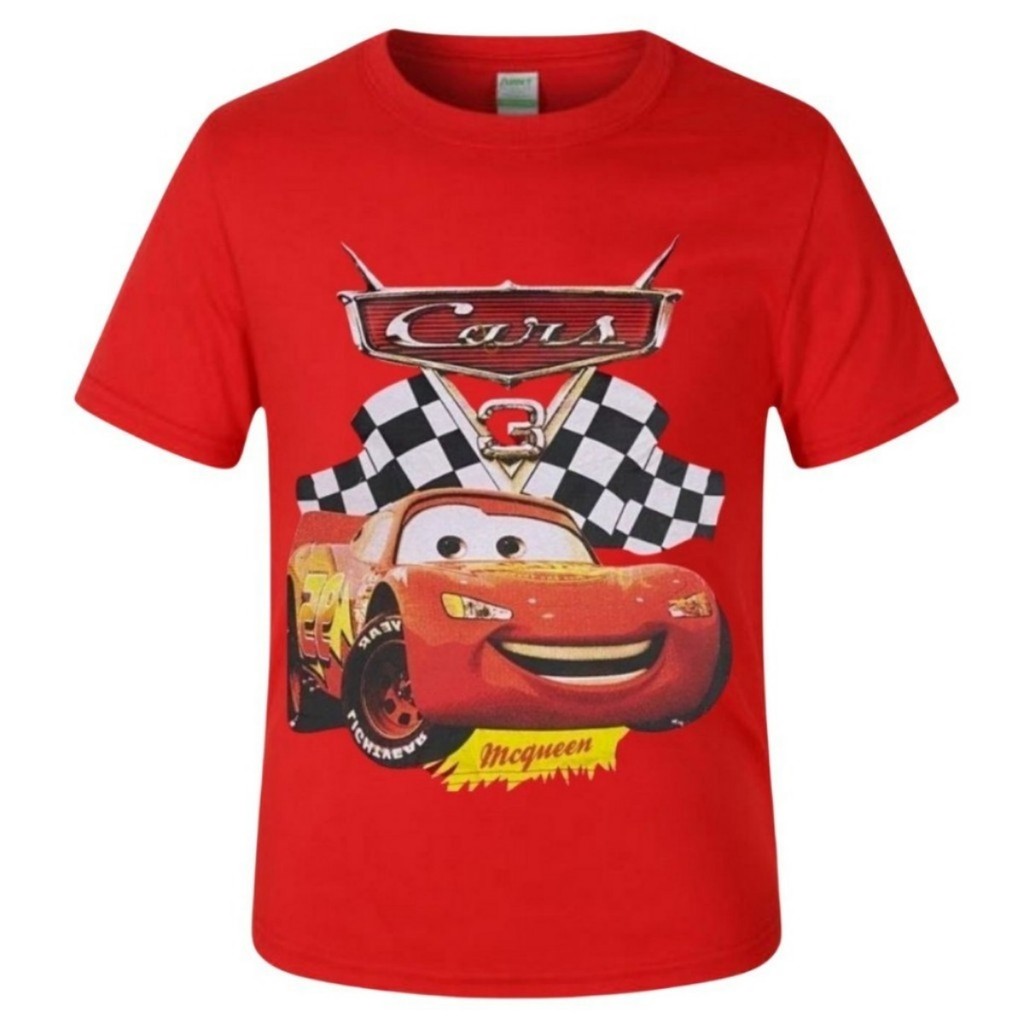 Camiseta Infantil McQueen Carros 100% Algodão Estampada Fantasia Estampas Diversas