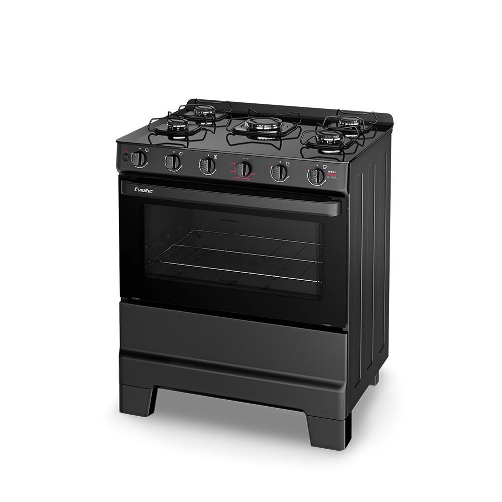 Fogão a Gás Esmaltec IDEAL Super Glass 5 Bocas 84L Branco Mesa de Vidro Acendimento Automático
