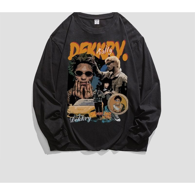 26 personagem Hip-Hop europeu americano impresso algodão puro manga comprida camiseta masculina feminina primavera outon