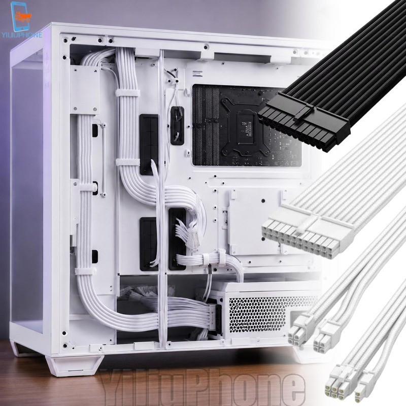 [Bless] Cabo De Extensão PSU Da Caixa Do Computador-Placa-Mãe-Manga Premium De Fio-Acessórios Para Com Pentes De-ATX-24P