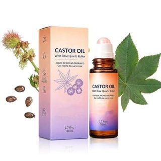 Roll-On De Óleo De Rícino Orgânico Com Quartzo Rosa , Rolo Prensado A Frio Para Rosto E Corpo , Hidratação Profunda Sobr