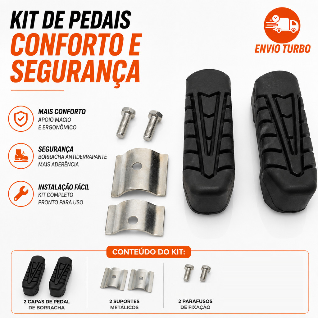 Kit Par Borracha Estribo Dianteiro Completo Pé Apoio Chapa Parafuso Pezinho Piloto Mod Titan 150 160