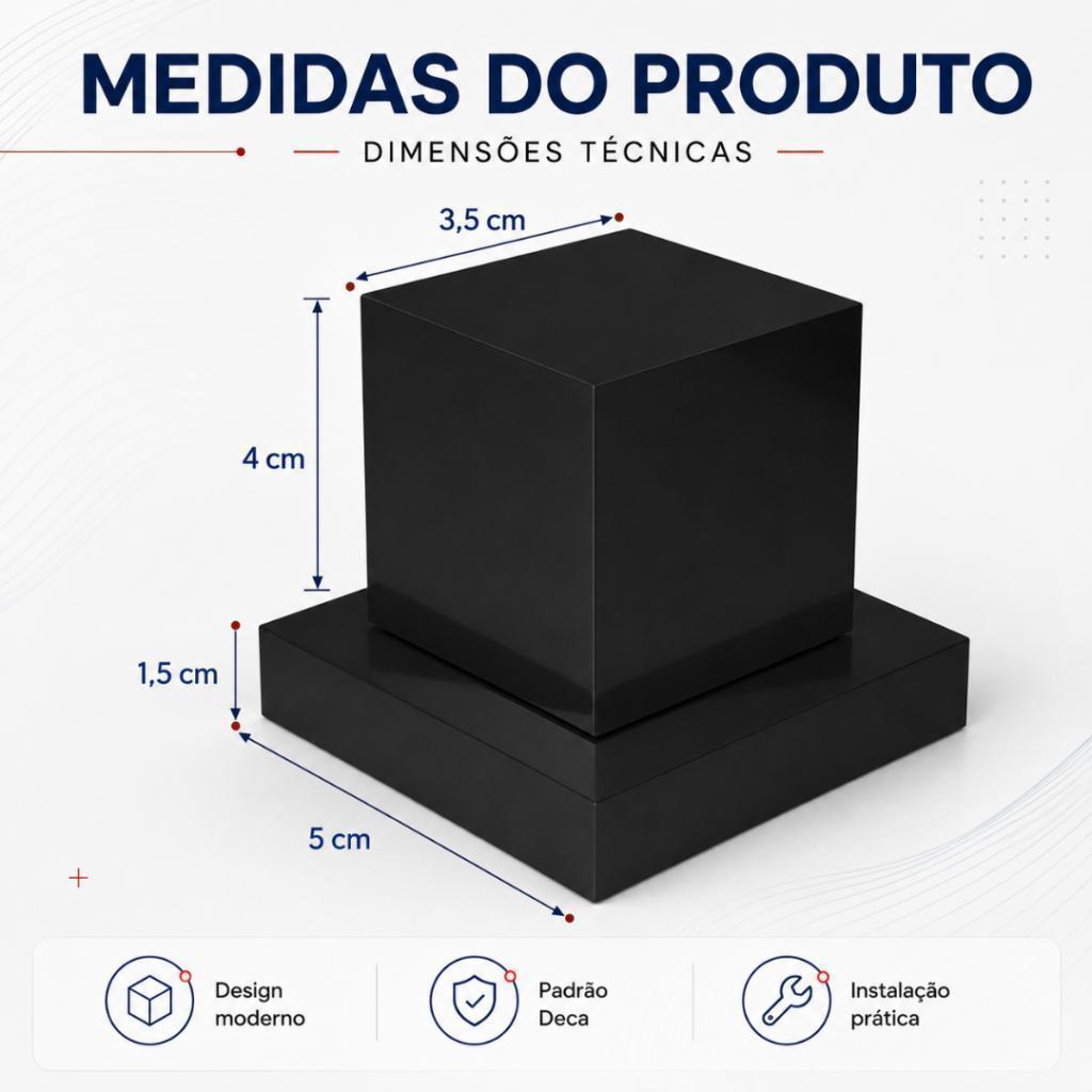Kit 02 Acabamentos Preto para Registro Banheiro com Conversor Compatível em Registros Deca e Docol — imagem 2 de 2