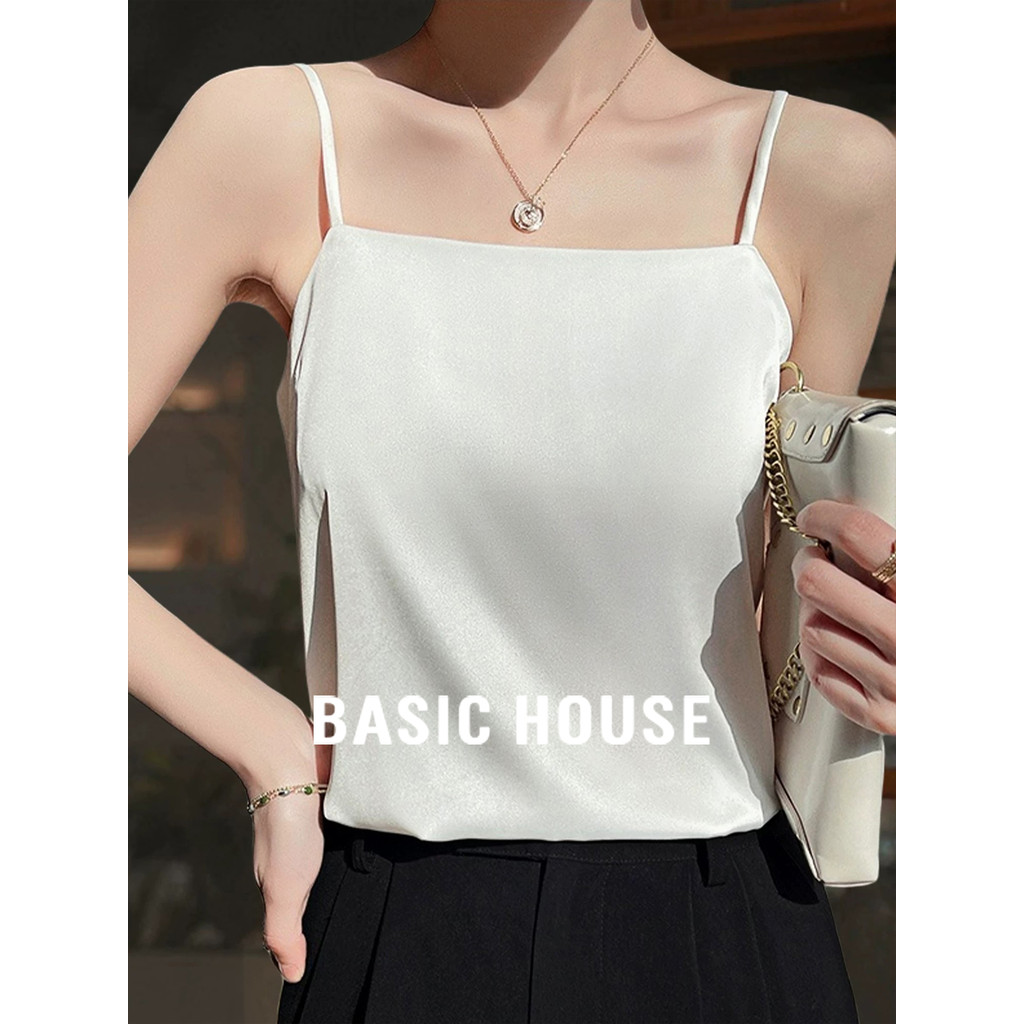 Casa básica/casa básica bom temperamento cetim camisola Base colete feminino verão sem mangas terno Top interno