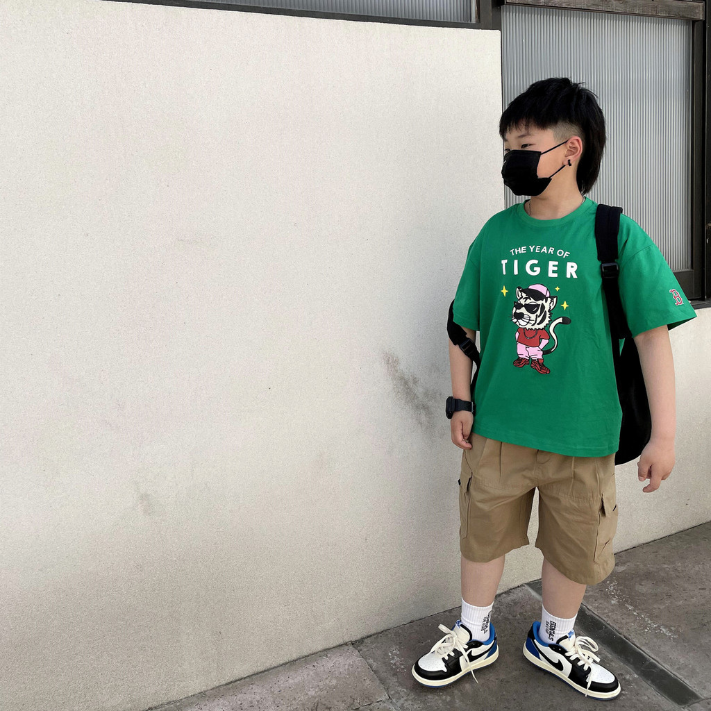 Meninos camiseta de manga curta verão coreano roupas infantis esportes crianças topos médio grande crianças bebê meia ma
