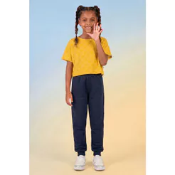 Calça Infantil Menina Moletom Básica Elian Azul