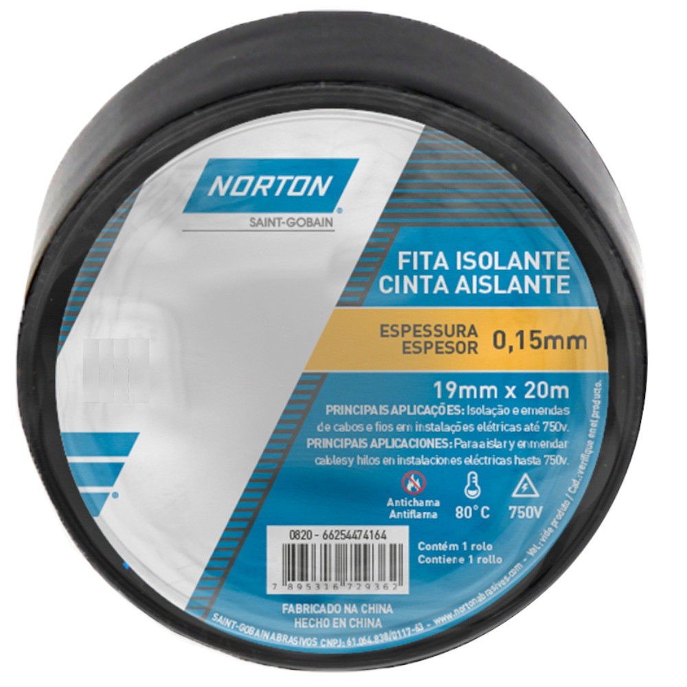 Fita isolante torre 19 mm x 20m - Norton