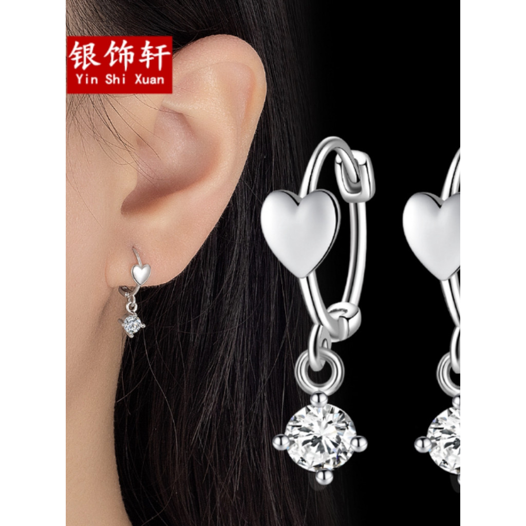 Brincos pequenos brincos de prata temperamento coreano amor brincos de diamante High-End brincos coreanos presentes para
