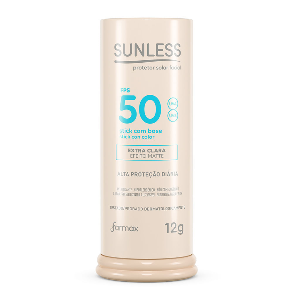 Protetor Solar Sunless Stick com Base Efeito Matte FPS 50 Cor Extra Clara 12g