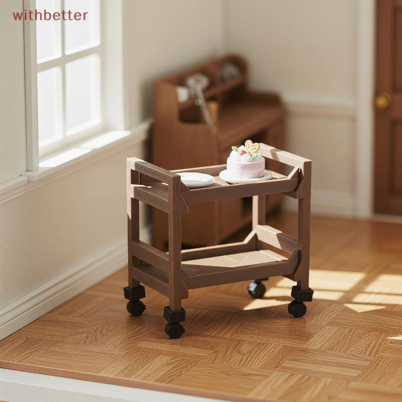 withbetter12 Casa De Bonecas Mini Carrinho De Bar 1 12 Modelo De Comida Vintage Suporte De Bebida Brinquedo Infantil Par
