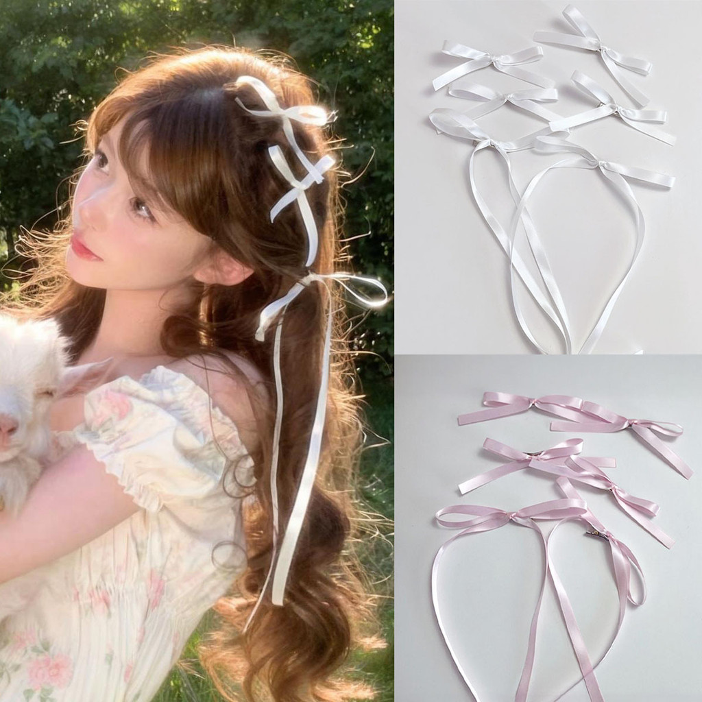 Conjunto de acessórios para cabelo Jiu Jingyi com presilhas laterais com laço, estilo balé, fita feminina, presilha bico