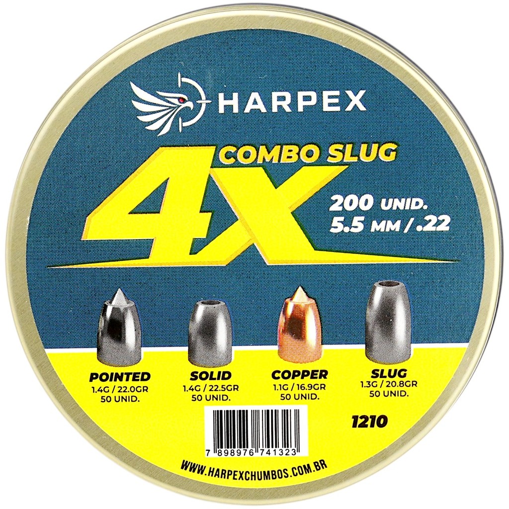 Chumbinho Harpex Combo Slug - Pointed, Solid, Copper, Slug 5.5mm (.22) - 200un