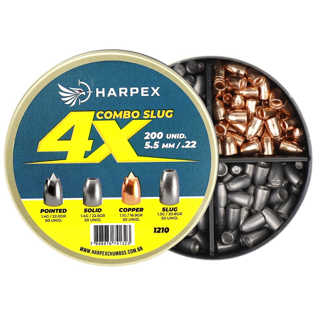 Chumbinho Harpex Combo Slug - Pointed, Solid, Copper, Slug 5.5mm (.22) - 200un · foto 2