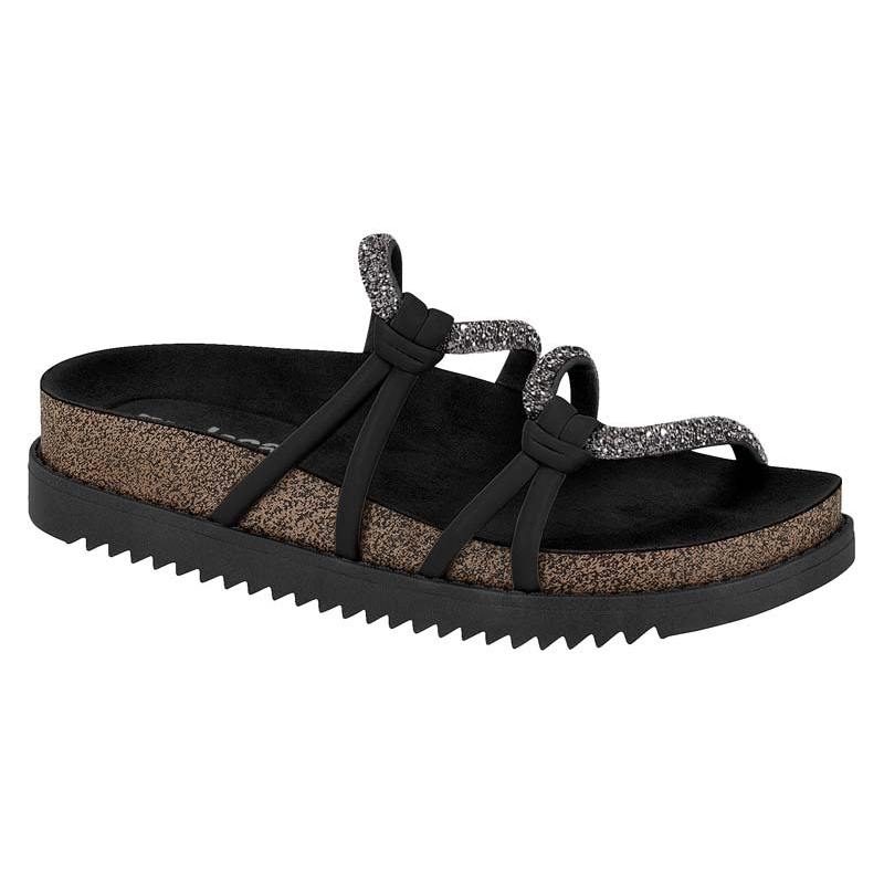 Sandália Papete Feminina Slide Chinelo Flatform Moleca Com Tiras Brilhantes Strass