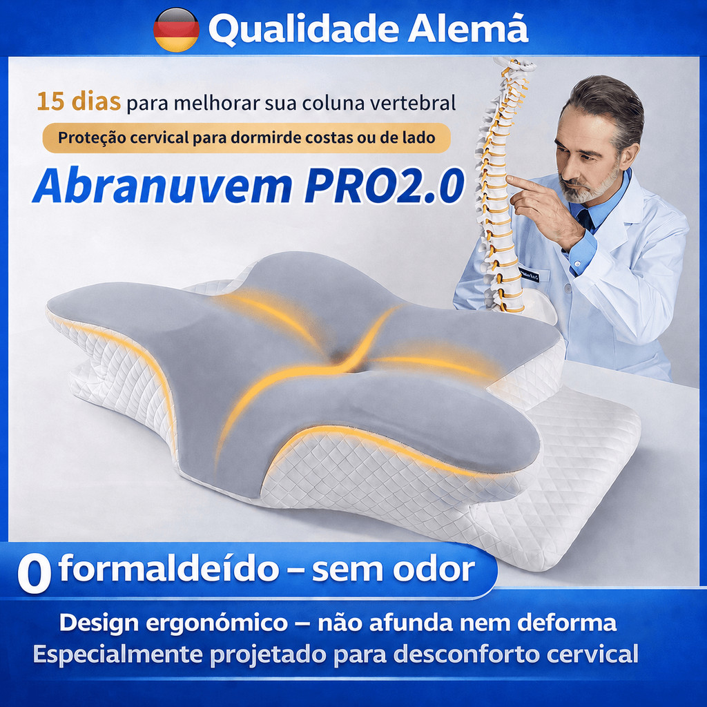 【Abranuvem PRO2.0】Travesseiro Cervical Ergonômico Espuma Memory Sono Profundo Sem Insônia S-5431 TOP