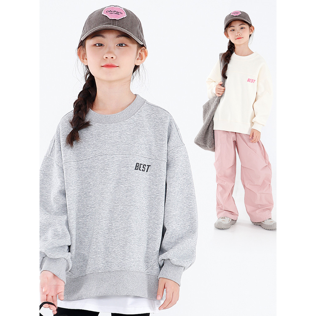 Crianças moletom primavera outono estilo médio grande crianças em torno do pescoço camiseta meninos meninas versão corea