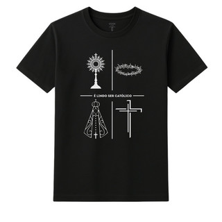 Camiseta Unissex Católica Estampada Minimalista "É Lindo Ser Católico" 100% Algodão Camisa Premium