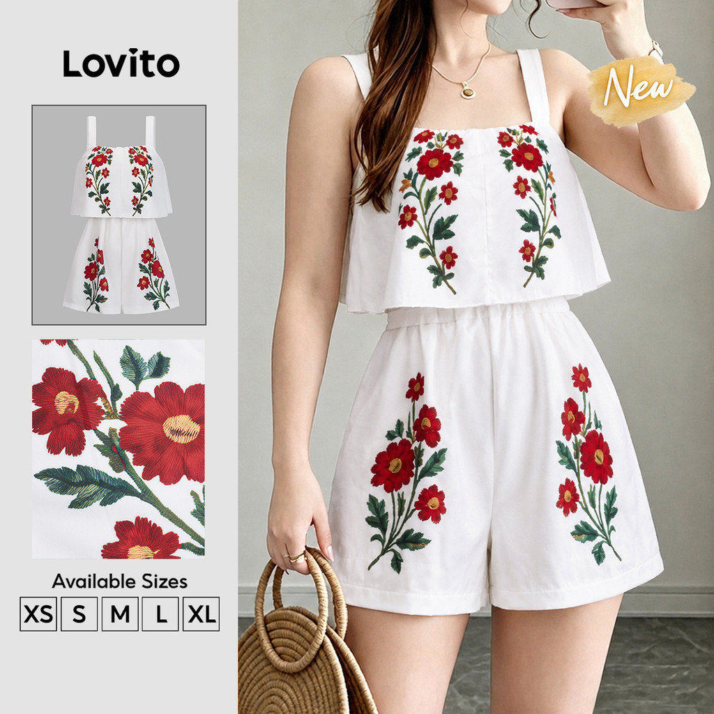 (New Arrival) Lovito Macacão Boho de Estilo Resort com Zíper para primavera/verão JRK9P2D616