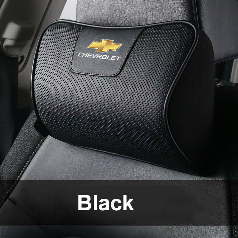 1 Pçs Preto Encosto De Cabeça Do Carro Pescoço Travesseiro Suprimentos Assento Espuma Memória Couro Genuíno Adequado Par