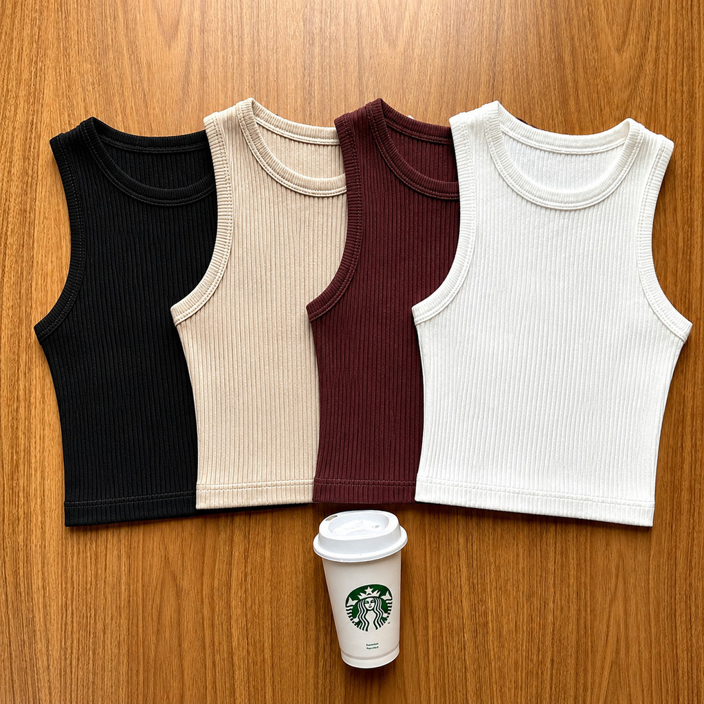 Kit 3 Cropped Feminino Canelada Regata Feminina Camiseta Básica Feminina Crooped Regatinha Cropet canelado básico