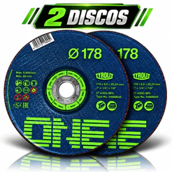 Kit 2 Discos Desbaste Tyrolit One 7" 178x6x22,23mm Aço Inox Profissional Esmerilhadeira Abrasivo para Metal 7 Polegadas