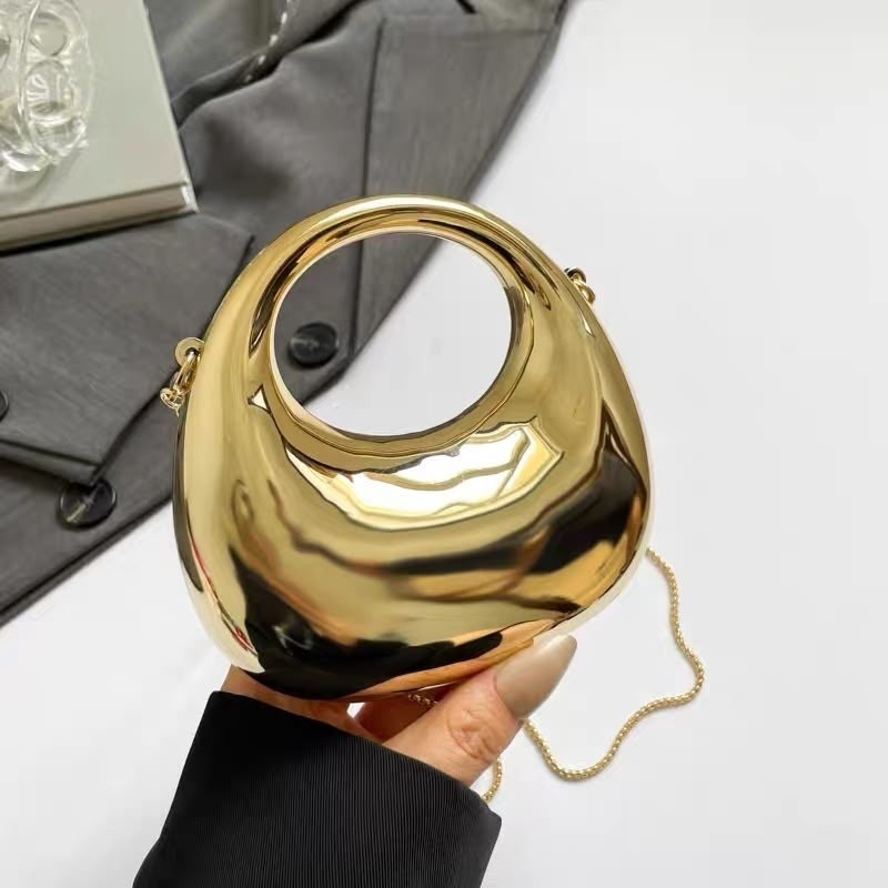 Bolsa Clutch Mini Beg Espelhada Metálica Formato Semente - Elegância e Estilo para Festas#Z-1100
