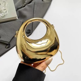 Bolsa Clutch Mini Beg Espelhada Metálica Formato Semente - Elegância e Estilo para Festas#Z-1100