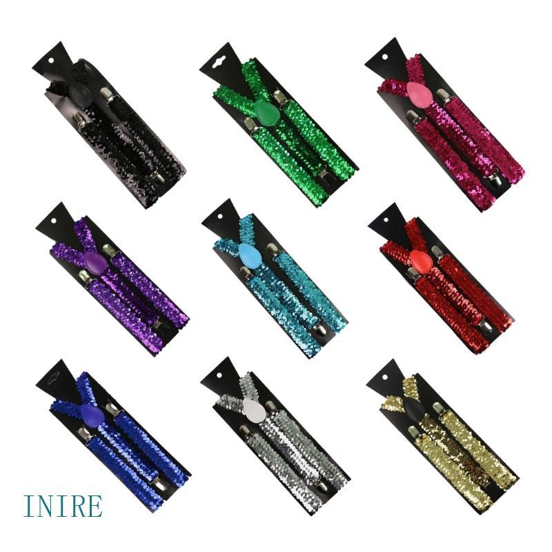 IRE Masculino Lantejoulas Clip-on Suspensórios Elástico Forma Y Ajustável Multi Cor Para Feminino Acessório