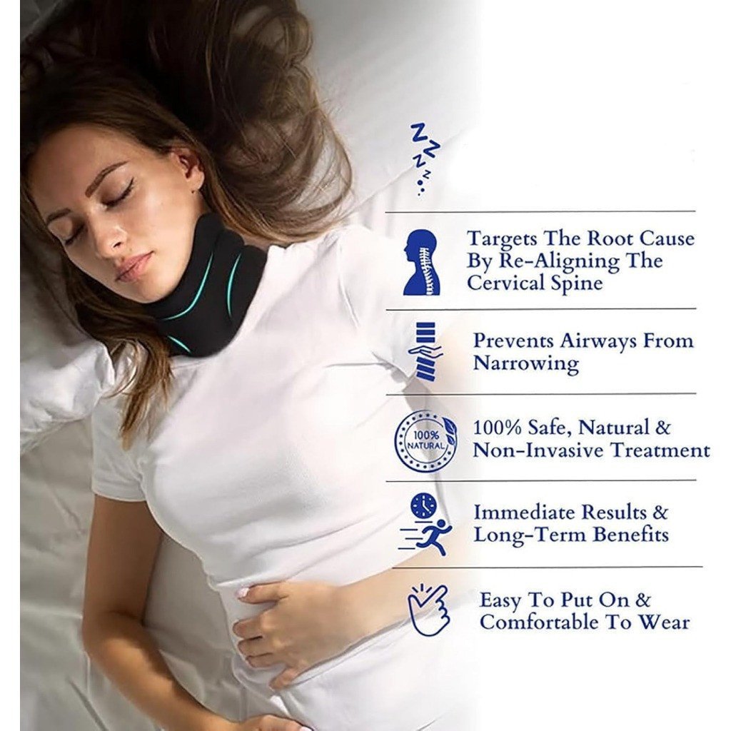 Anti Ronco , Coleira Cervical De Espuma Macia , Suporte De Pescoço Ajustável Para Dormir Cervicorretivo Mulhere — imagem 2 de 2