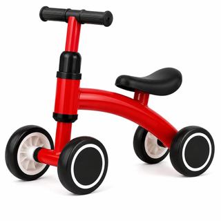 Bicicleta de Equilíbrio Infantil Sem Pedal 4 Rodas Vermelha