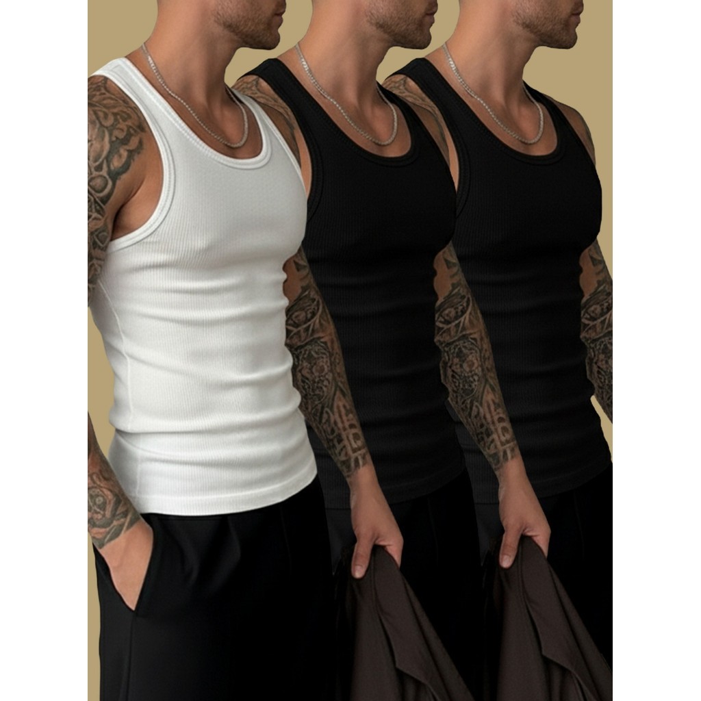 Regata Kit 3Modelo Americana Masculina Canelada Camiseta Academia Verão  Premium