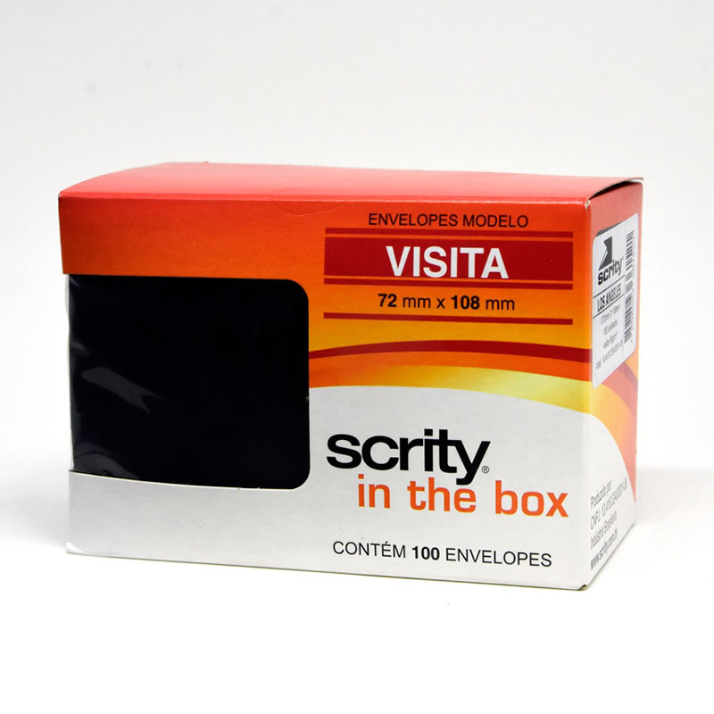 Envelope Color Plus Preto 72x108mm caixa com 100 unidades Scrity