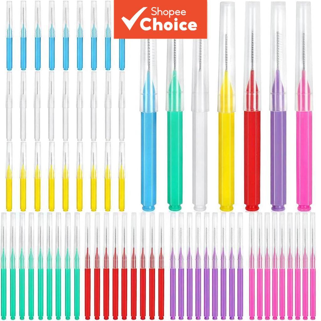 Conjunto de 70 escovas interdentais com fio dental e palitos de dentes: limpador ortodôntico para aparelhos e extrator