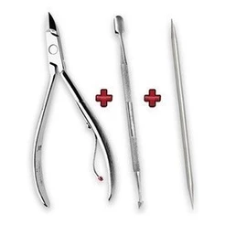 Kit 3 cutelaria profissional Alicate+espatula+Palito de inox. Unha, esmalte, gel, cetim, skin care