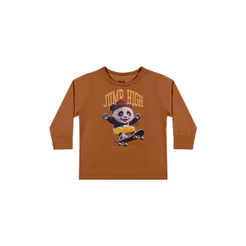 Camiseta Manga Longa Bebê Menino Bichos Elian Marrom