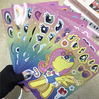 Douyin Mesmo estilo My Little Pony Puzzle Adesivo Influenciador Crianças DIY My Little Pony Brinquedo infantil que muda 