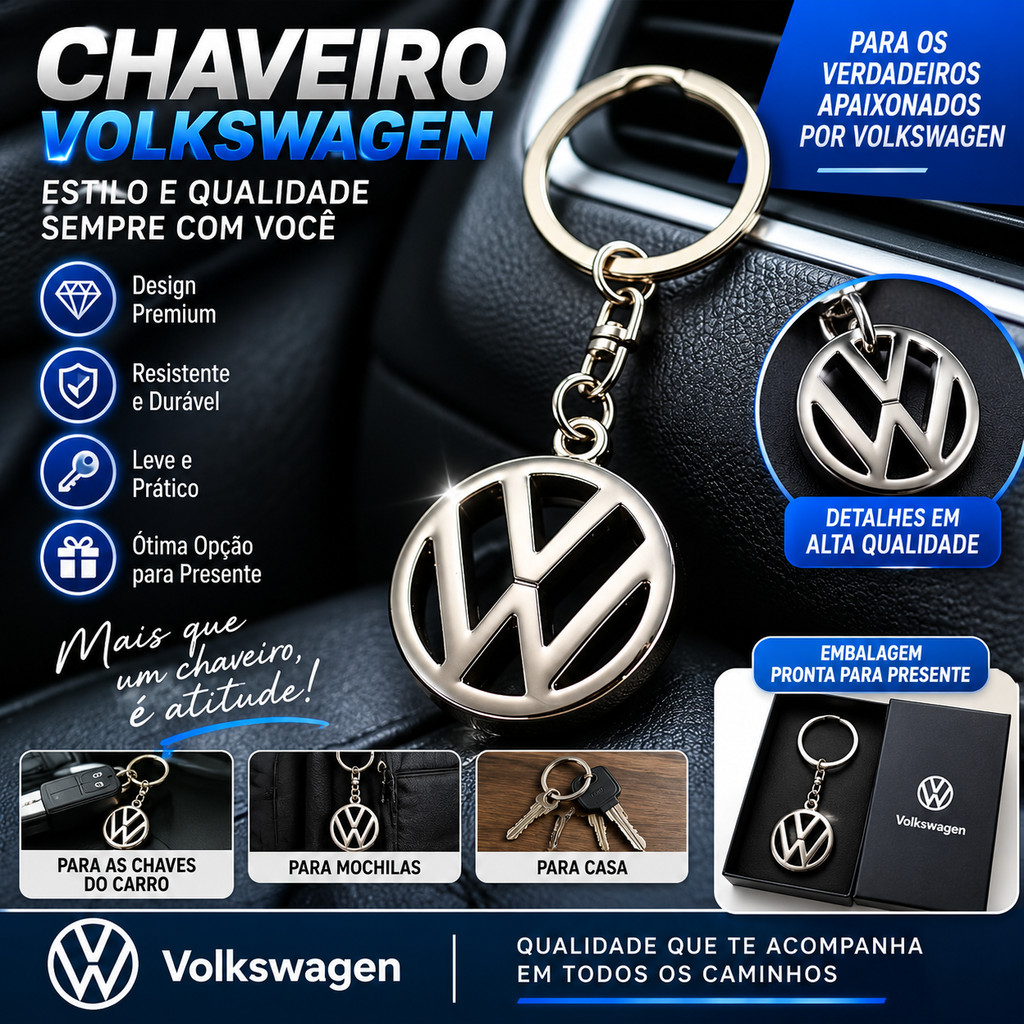 Chaveiro Com Logotipo De Metal Volkswagen , Pingente De Carro Para VW Polo Virtus T-Cross Nivus Taos Golf Jetta Tiguan P