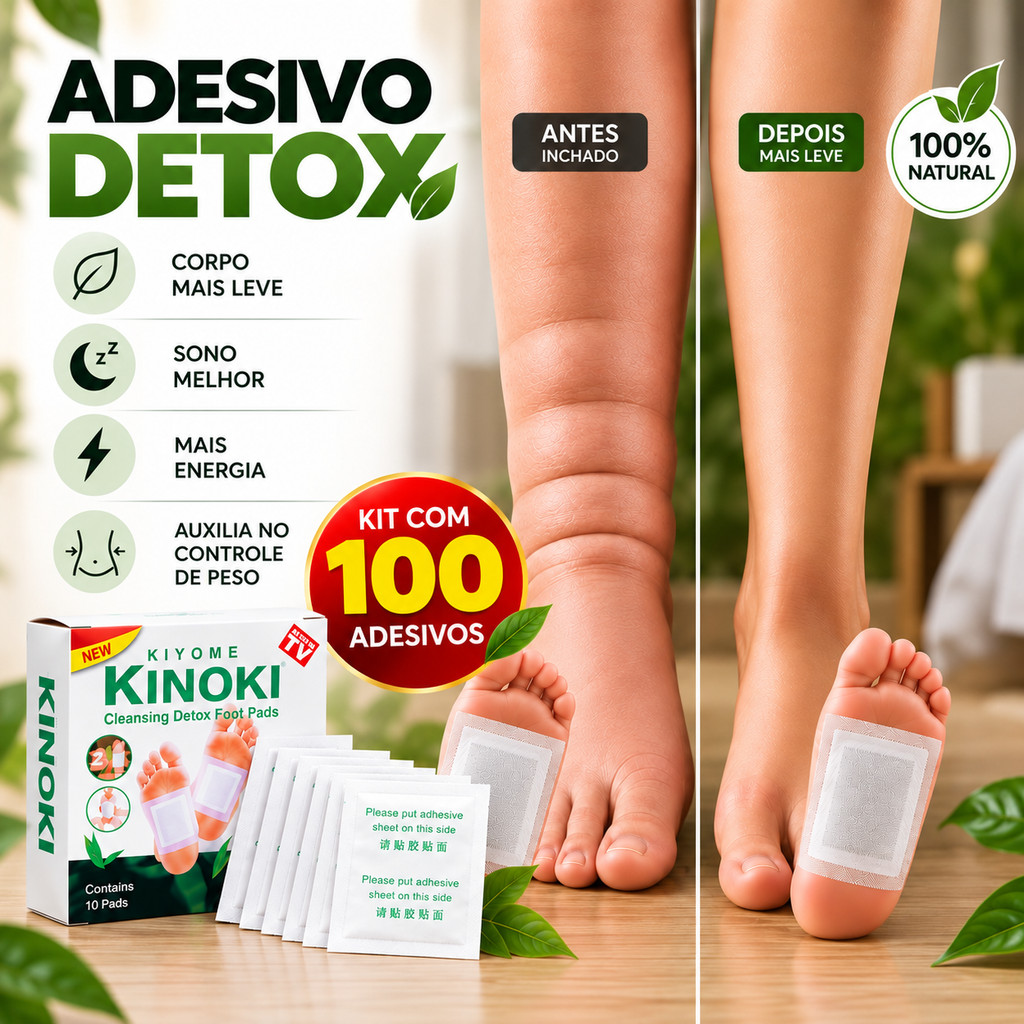Kit 100 Adesivos Detox Para Pés Kinoki Natural Relaxamento Noturno Pés Cansados